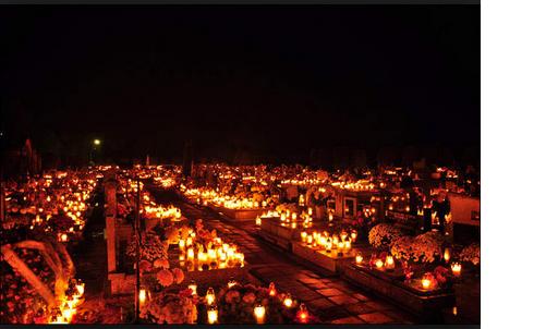 A typical view on a cemetery on All Saints Day